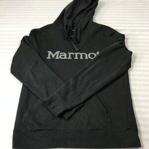 Marmot Hoodie Mens Small Black Pullover Sweatshirt Spell Out Kangaroo Pocket